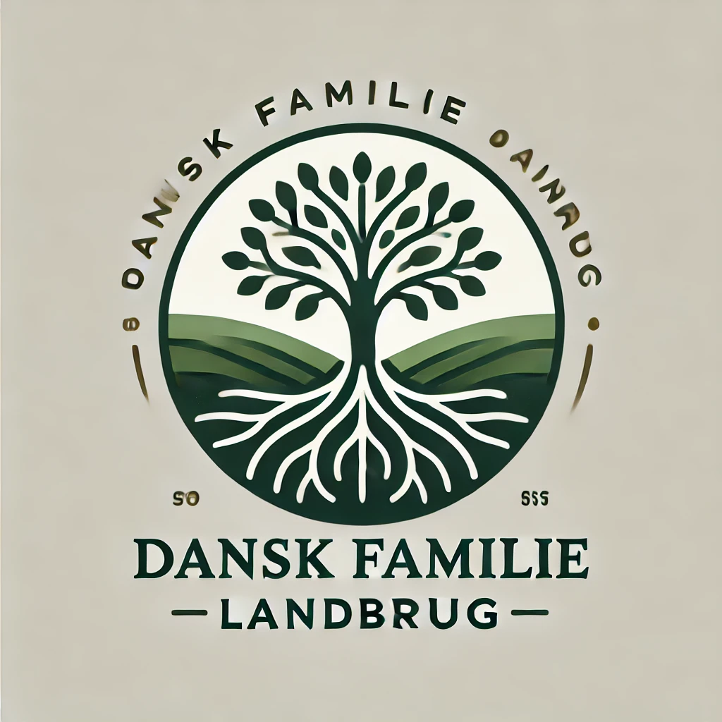 Dansk Familie Landbrug Logo, hvor man kan se et træ på en mark, med dens rødder ned i jordbunden, for at illustrere dybden af vores viden og rådgivning, som vi yder.